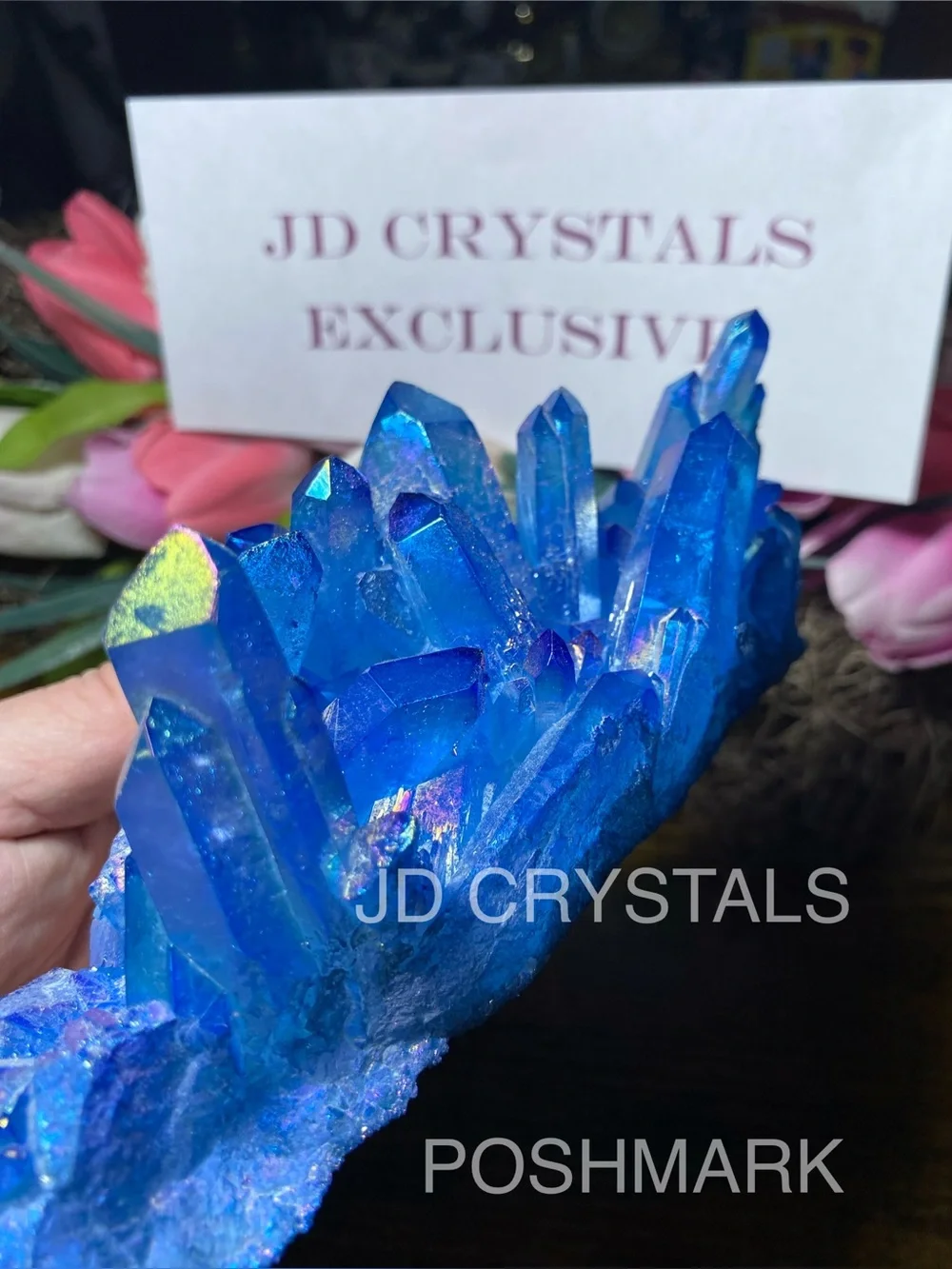 Large Aura Blue Quartz Points Cluster